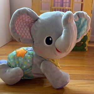 cloud island Gray Plush Elephant with Pastel Accents